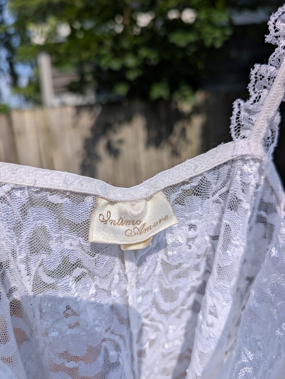 Vintage SEARS Intimo Amore White Nylon Lace Nightgown Lingerie Slip Bridal Small - Picture 3 of 5